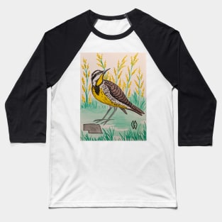 Nebraska state bird and flower, the meadowlark and goldenrod Baseball T-Shirt